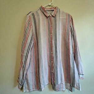 J Jill Love Linen Striped Shirt XL
